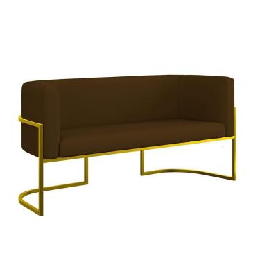 Imagem de Sofá Namoradeira Corino 2 Lugares Moderna Base Metal Gold Marrom