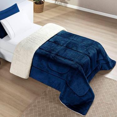 Imagem de Edredom Solteiro Coberdrom Sherpa-mantinha Everest 1 Peça Marinho