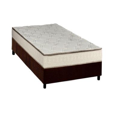 Imagem de Cama Box Solteiro: Colchão Molas Bonnel Luckspuma Montreal Spring + Base Crc Suede Brown(88X188)