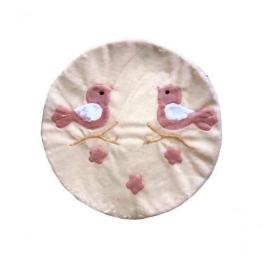 Imagem de Tapete Pelúcia Pássaros Birds 90Cm X 90Cm Quarto Infantil Base Emborrachado - Palha Com Rosê