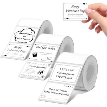 Imagem de Papel térmico para etiquetar 40 × 30 mm, 230 etiquetas/rolo branco, 3 pacotes, compatível com máquina de etiquetas B1 B21 B3S