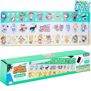 Imagem de Animal Crossing Tapete de mesa de computador para adolescentes e adultos – Pacote com 27,9 cm x 78,7 cm TV videogame computador mousepad plus adesivos | Animal Crossing Desk Office Supplies