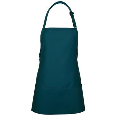 Imagem de Avental Fame com 3 bolsos F10 para adultos – 60,96 cm C x 71,12 cm L – 65/35 poliéster/sarja de algodão – serve para PP-GG – unissex, Teal, One Size, 1