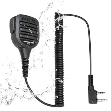Imagem de Microfone de alto-falante de ombro universal para rádios bidirecionais portáteis compatível com botão UV-5R BF-F8HP UV-5G Plus UV-K5 PTT e clipe seguro para uso profissional ao ar livre (preto)