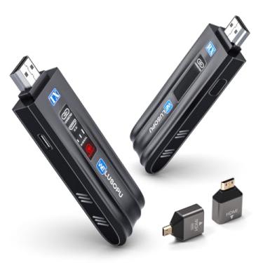 Imagem de Transmissor e receptor HDMI sem fio com tela de LED, extensor sem fio HDMI WELUSOPU 1080p @60Hz, 2,4/5G, alcance de 165 pés para laptop, PC, filmadora, caixa de TV para monitor de TV, projetor para