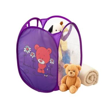 Imagem de Cesto Organizador Infantil Dobrável 42x35cm Multiuso Brinquedo Roupas 