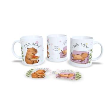 Imagem de Caneca de Cerâmica Branca com Ilustração de Urso Professor, 325ml, Design Artístico, Material Cerâmico Brilhante, Ideal para Bebidas Quentes, com Alça, Lavável em Lava-Louças (00023)