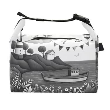 Imagem de STAYTOP Lancheira Seagull Lighthouse com fivela de alça, lancheira isolada para meninos e meninas, lancheira térmica para trabalho escolar