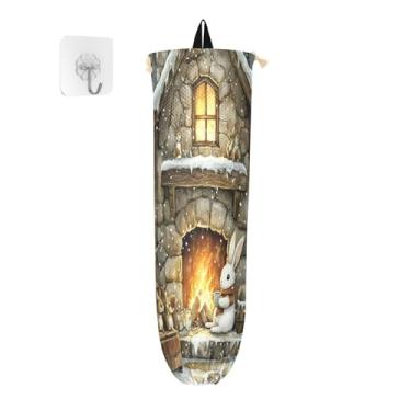 Imagem de xigua Suporte de parede para saco de plástico de coelho fofo com cordão, pacote com 2, organizador de sacolas de compras reutilizáveis para bolsas, meias, roupas íntimas e gravatas