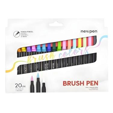 Imagem de Caneta Brush Pen Colors Ponta Pincel 2-4mm 20 Unidades Newpen
