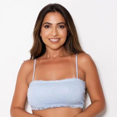 Imagem de Top Faixa Rendado com Bojo Cor:Azul BebêTamanho:G - Kit Mania Lingerie