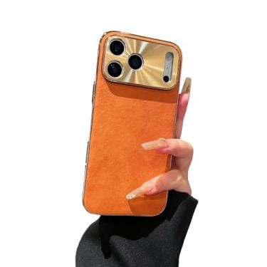 Imagem de Proteção de lente de câmera de camurça de pelúcia compatível com capa para iPhone (iPhone 16 Pro Max, laranja)