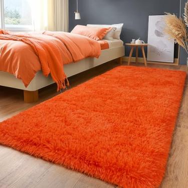 Imagem de Tapetes macios para sala de estar, tapetes macios e felpudos para sala de estar, tapetes felpudos antiderrapantes atualizados para quarto das crianças, decoração perfeita para casa moderna laranja 6 x