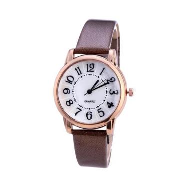 Imagem de Relógio Digital Feminino Com Pulseira De Couro Fosco E Mostrador De Qu