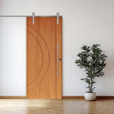 Imagem de Porta Correr 10 Trilhos Soft Aparente Puxador Tubo 80cm 82x210cm Conce