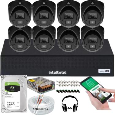 Imagem de Kit Cftv 8 Cameras de Segurança Intelbras vhd 3220 C/ Audio Microfone Full Hd Dvr Mhdx 8ch + hd 1TB