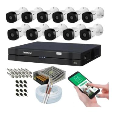 Imagem de Kit 11 Câmeras Intelbras Multi Hd 1120b Dvr 16 Canais s/ Hd