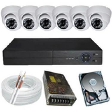 Imagem de Kit Monitoramento 6 Câmeras Hd 1.0 Mp Infra + Dvr 8 Canais + hd interno