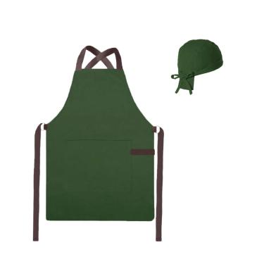 Imagem de Avental e Bandana Verde Escuro Chef Cozinha Bistro Bar