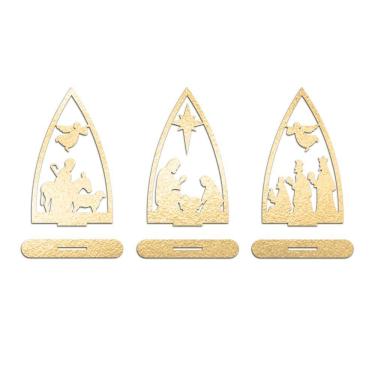 Imagem de Trio Presépio Natal 9cmx15cm - Cria Arte Laser Dourado