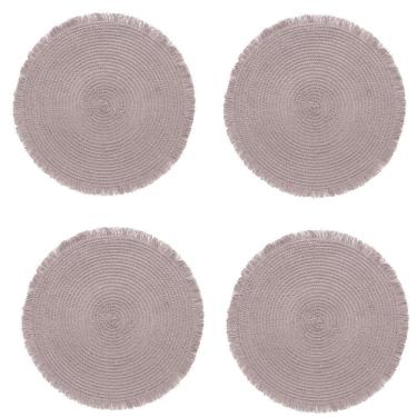 Imagem de Jogo Americano Redondo Franjas - 4 unidades Cimento queimado