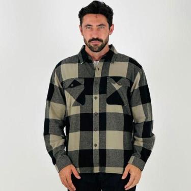 Imagem de Camisa Hering Xadrez Flanela Masculina, M, Preto