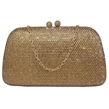 Imagem de Bolsa de Festa Clutch com Strass Brilho Luxo - Lika, Dourado