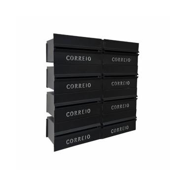 Imagem de Caixa de Correio para Condominio Detras para Muro 2x4 Modulos Modelo 008POM Preta Ouro Minas