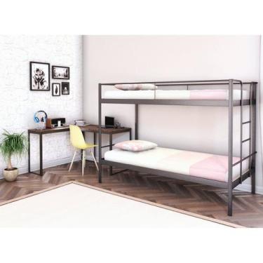 Imagem de Conjunto para Quarto 1 Beliche e 1 Escrivaninha em L 105x105cm Preto/F