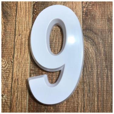 Imagem de Número Residencial 9 Branco 3d 14cm de Altura
