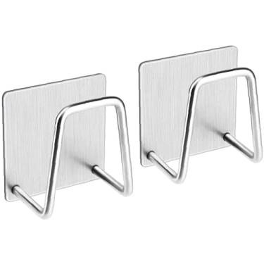 Imagem de Suporte de esponja adesivo - Wents 2 peças Suporte de esponja para pia, aço cozinha parede Mo acessório de drenagem suspensa, prata de secagem rápida, suporte para esponja para acessórios