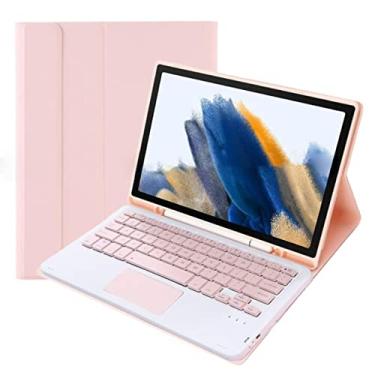 Imagem de Teclado para tablet com estojo rosa Sakura para tablet Galaxy Tab A8 10,5 polegadas (SM X200 X205 X207), conjunto de teclado para tablet sem fio Touchpad