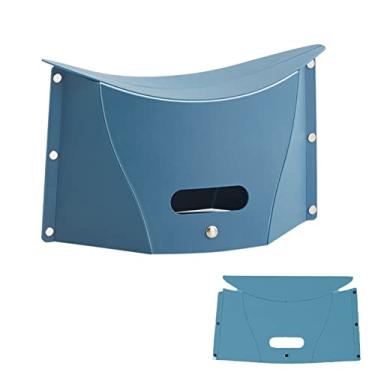 Imagem de koofull Banqueta dobrável portátil para acampamento, caminhada, cadeira dobrável leve para viagem, reunião de churrasco, biblioteca do metrô, mochila, ao ar livre, ultraleve, mini (azul)