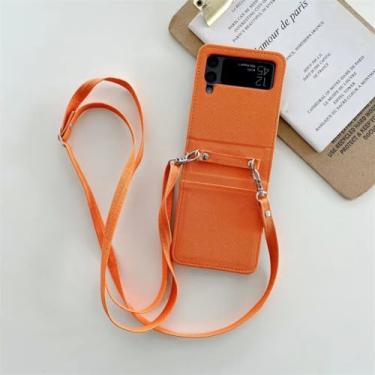 Imagem de Cordão alça de ombro cartão de crédito máquina dobrável capa de telefone para samsung galaxy z flip 4 3 5g capa de couro crossbody, 2, para sam z flip 4 5g
