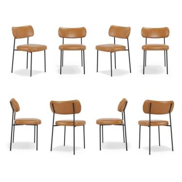Imagem de Kit 8 Cadeiras para Sala de Jantar Mona Espresso Móveis Whisky 731/Preto