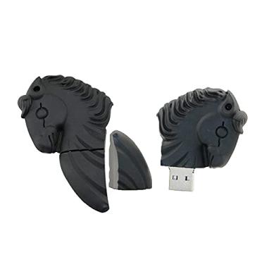 Imagem de Pen Drive USB 2.0 em formato de cavalo Pegasus de 128 GB, pen drive USB, disco em U, disco USB, memória, pendrive com corrente (preto)