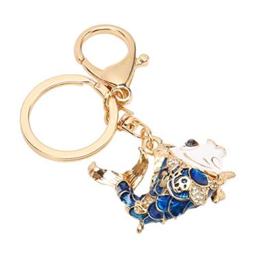 Imagem de Chaveiro de Peixe, Chaveiro de Metal de Boa Sorte Liga de Zinco Atraente Leve Chaveiro Adulto para Bolsa (Azul)