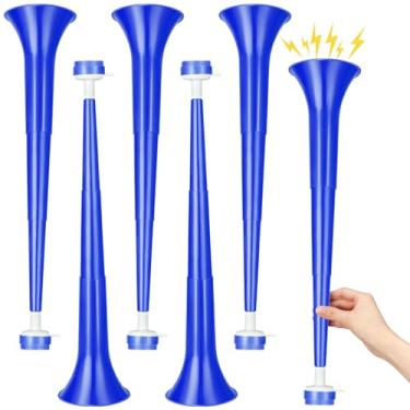 Imagem de GCQJOQ 6 Pcs Stadium Horn 21 Inch Vuvuzela Plastic Collapsible Cheering Trumpets for Sporting Events Football Carnival Party Supplies, Blue