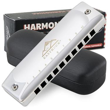 Imagem de EASTROCK Gaita profissional de metal com 10 furos, gaita diatônica para adultos, chave da harmônica C para iniciantes e estudantes