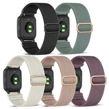 Imagem de ViCRiOR Pulseiras de relógio de nylon elástico compatíveis com Garmin Vivoactive 5/Venu Sq/Venu Sq 2, pulseiras esportivas de substituição de tecido elástico macio para Garmin Venu 2 Plus/Forerunner