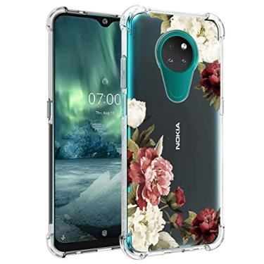 Imagem de Zoeirc Capa para Nokia 6.2, Nokia 7.2 TA-1193, capa transparente para meninas e mulheres, capa protetora transparente de TPU macio à prova de choque para Nokia 7.2 (flor de flor)