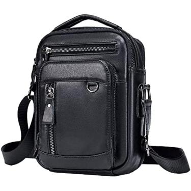 Imagem de Bolsa de ombro masculina de couro PU Bolsa mensageiro para viagens de negócios Pacote crossbody Bolsa lateral Bolsa casual para homens que trabalham, compras, escola, uso diário, preta 1