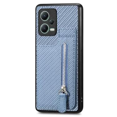 Imagem de Capa de cartões verticais com zíper para Xiaomi Note 13 Pro Plus 12 10s 10 4G 13T POCO X3 NFC X6 X5 13C Capa de suporte de bolsa, azul, para Redmi Note13 4G