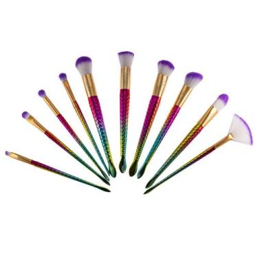 Imagem de Kit com 10 Pincéis de Maquiagem Profissional da Marca Q Chic Studio Li