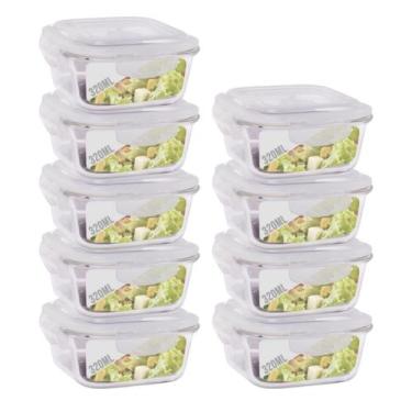 Imagem de Jogo 9 Potes Vidro Hermetico Pequeno Marmita Fit 320 Ml - Belo Vidro, 