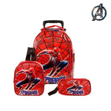 Imagem de Kit Mochila Infantil Rodinha Homem Aranha Spider Man