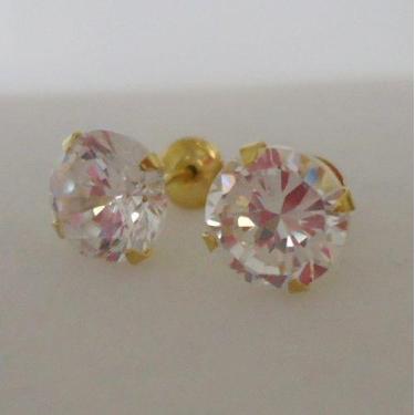 Imagem de Kit 2 Pares Brincos Pedras Coloridas De Ouro 18k  4mm E 5 Mm - RD Maga