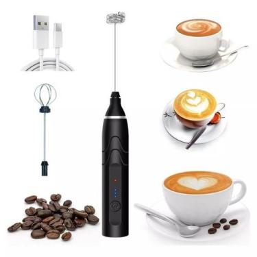 Imagem de Mini Mixer Misturador Bebidas Preto 2em1 Recarregável