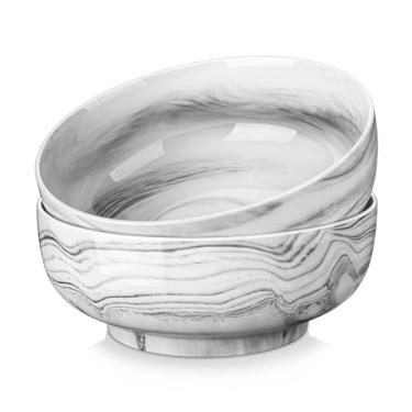 Imagem de MALACASA Conjunto de 2 tigelas de servir grandes, 3231 g, 25,4 cm, para salada cinza, para servir salada, sopa, macarrão, frutas, lanches, preparação, lava-louças, micro-ondas, série REGULAR