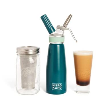 Imagem de Kit de máquina de café NITRO KAFO para máquina de café e máquina de café Nitro - Filtro de aço inoxidável, vidro durável, garrafa de alumínio 100% reciclável com peças de aço inoxidável para um kit que durará